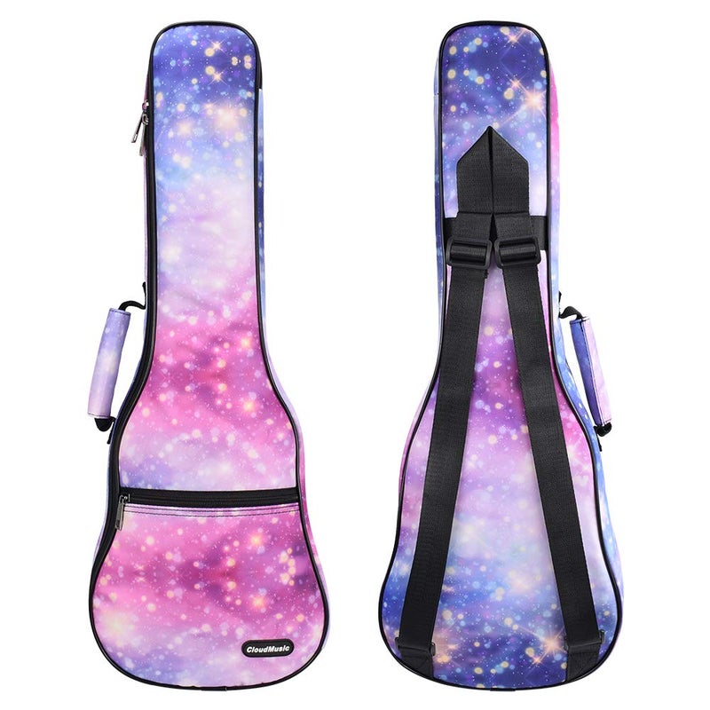 CLOUDMUSIC Ukulele Case Gig Bag Padded Backpack For Concert 23" Inch(Concert,Pink Purple Starry Night) - Image 1